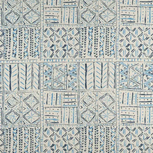 Cloisters Fabric - Indigo / Blue / Ivory by blue misc linen fabric from Nina Campbell