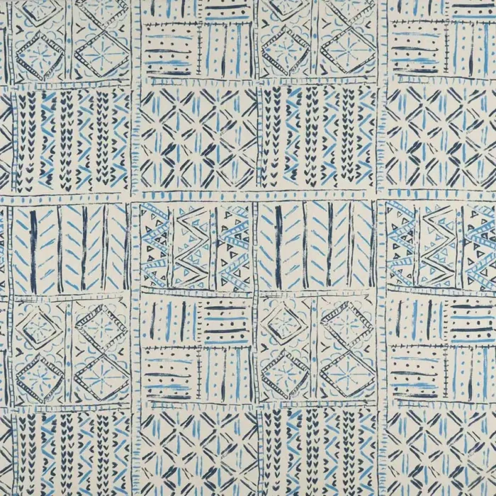 Cloisters Fabric - Indigo / Blue / Ivory swatch