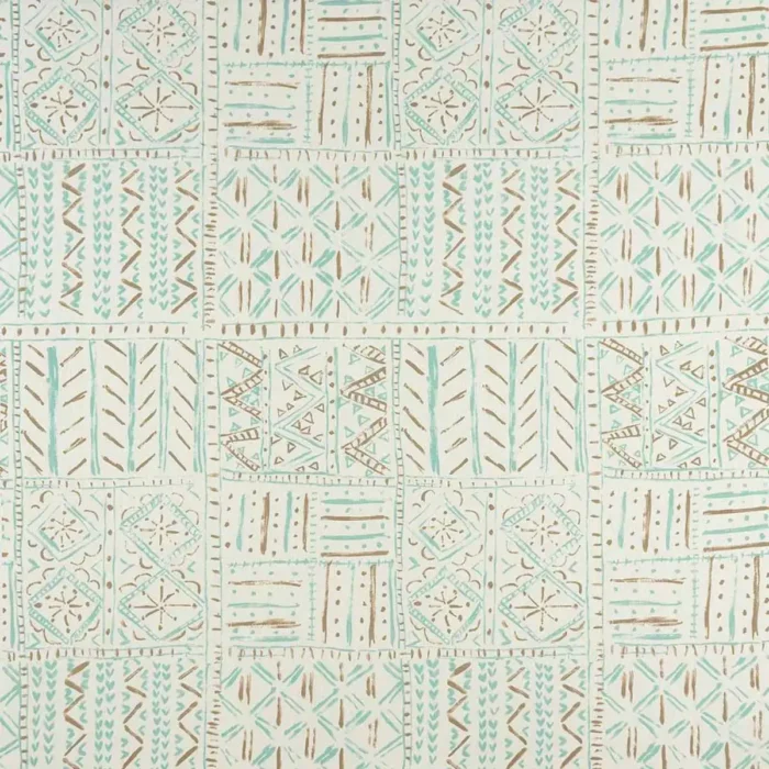 Cloisters Fabric - Aqua / Taupe / Ivory swatch