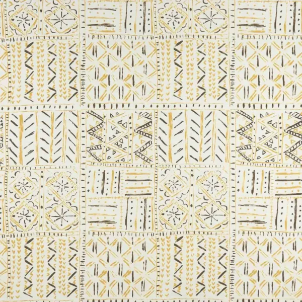 Cloisters Fabric - Ochre / Tobacco / Ivory by brown misc linen fabric from Nina Campbell
