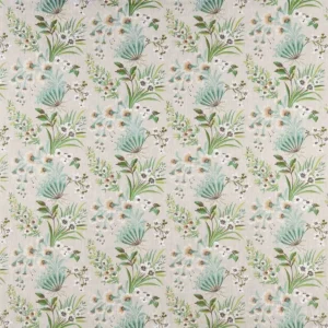 blue botanical embroideried fabric from Nina Campbell
