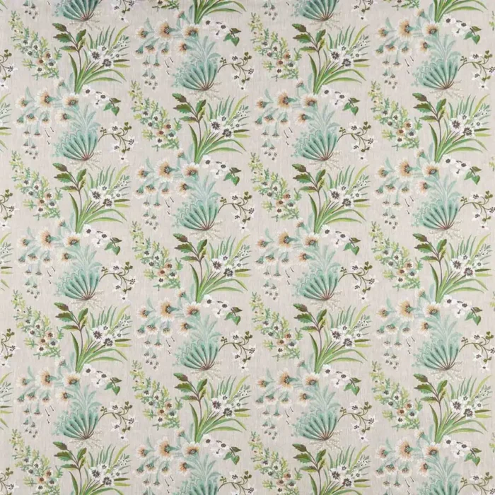 Michelham Fabric - Aqua / Green swatch