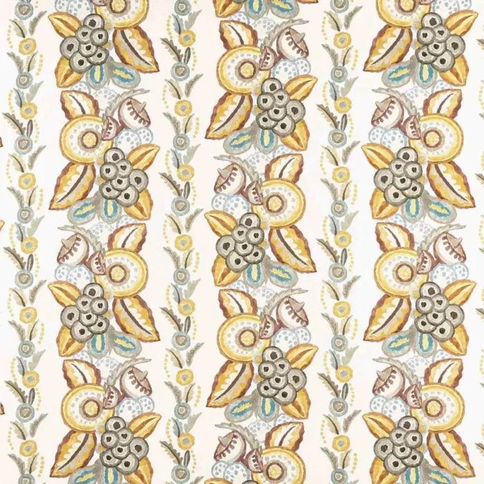 Ashdown Stripe Fabric - Ochre / Taupe / Duck Egg swatch