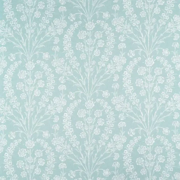 Chelwood Fabric - Aqua by blue botanical linen fabric from Nina Campbell