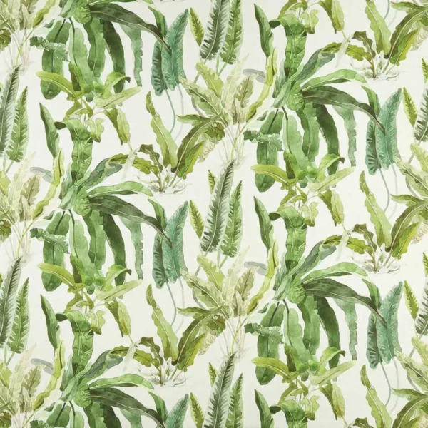 Benmore Fabric - Green / Ivory by green botanical linen fabric from Nina Campbell