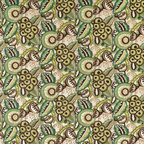 brown botanical jacquard fabric from Nina Campbell