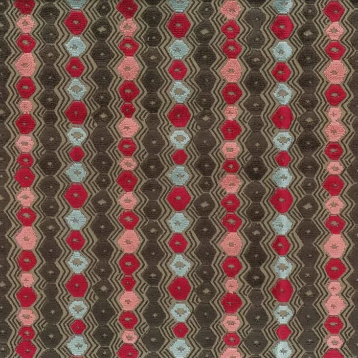Flyte Fabric - Chocolate / Red / Aqua swatch