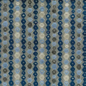 blue geometric jacquard fabric from Nina Campbell