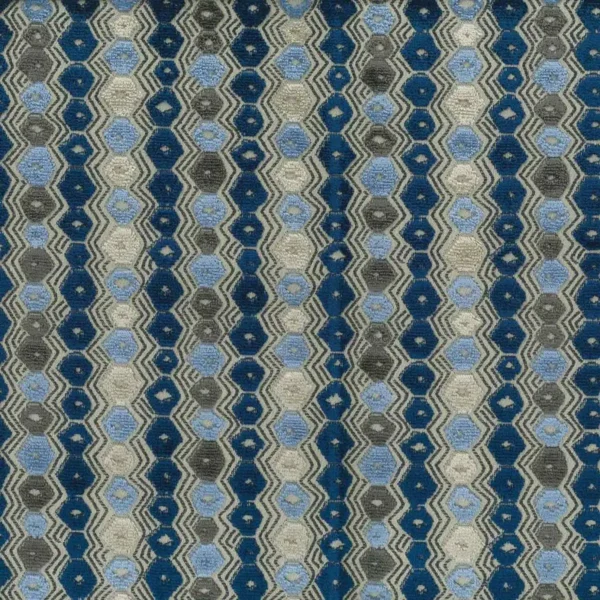 blue geometric jacquard fabric from Nina Campbell