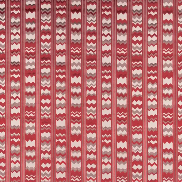 Sebastian Fabric - Coral / Taupe by red striped jacquard fabric from Nina Campbell