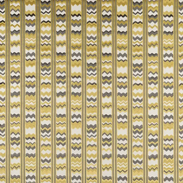 Sebastian Fabric - Yellow / Chocolate / Ivory by black-grey striped jacquard fabric from Nina Campbell