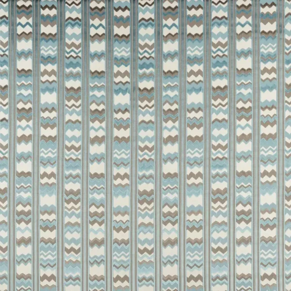 Sebastian Fabric - Aqua / Taupe / Ivory by blue striped jacquard fabric from Nina Campbell