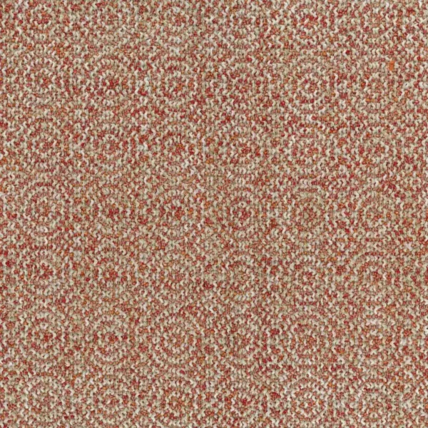 Rushlake Fabric - Coral / Ivory by orange spotted velvet-chenille fabric from Nina Campbell