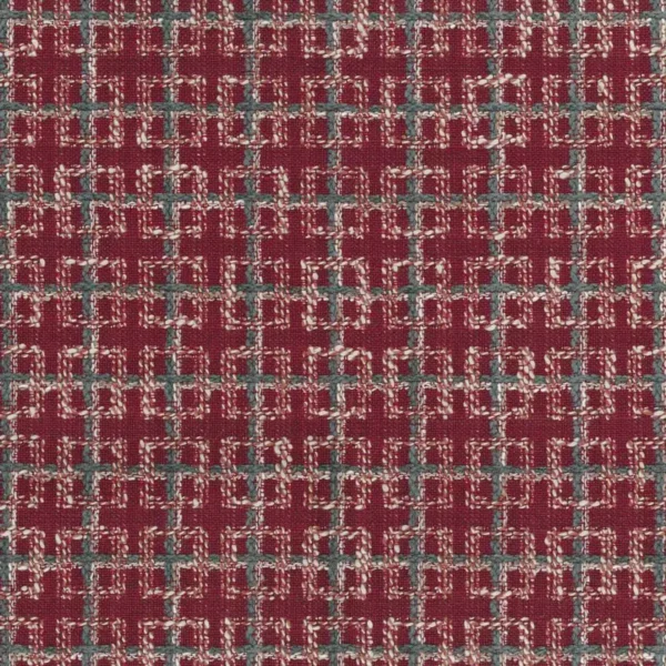 Rodmell Fabric - Red / Teal by red checked velvet-chenille fabric from Nina Campbell