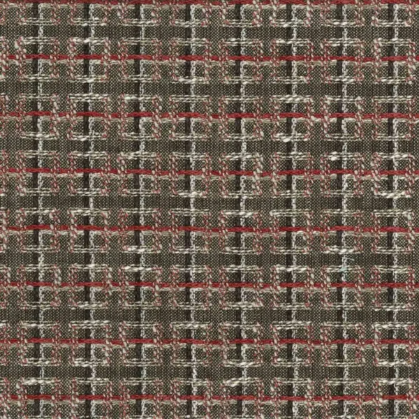 Rodmell Fabric - Chocolate / Coral by brown checked velvet-chenille fabric from Nina Campbell