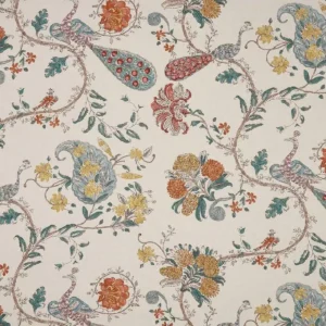 orange botanical cotton fabric from Nina Campbell