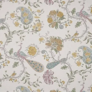 yellow botanical cotton fabric from Nina Campbell