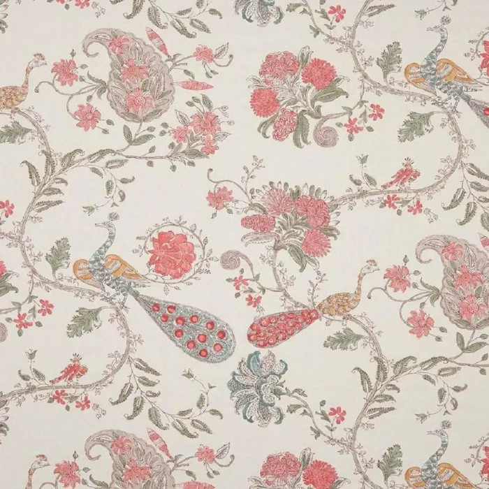 Parvani Fabric - Coral / Sage swatch
