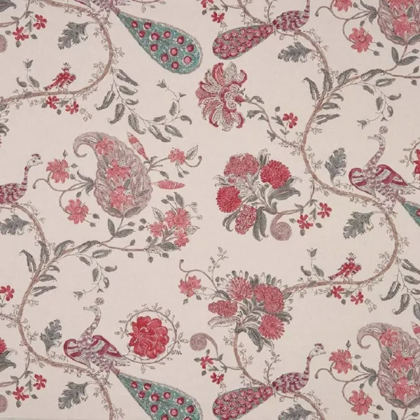 red botanical cotton fabric from Nina Campbell