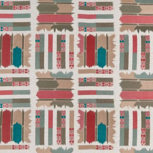 red misc embroideried fabric from Nina Campbell