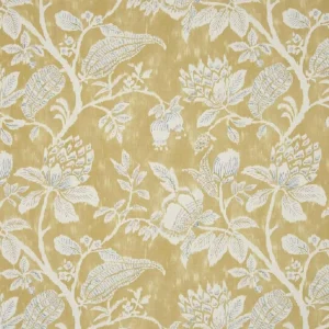 yellow botanical cotton fabric from Nina Campbell