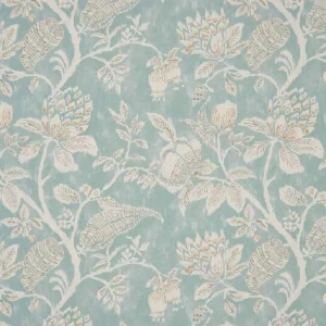 blue botanical cotton fabric from Nina Campbell