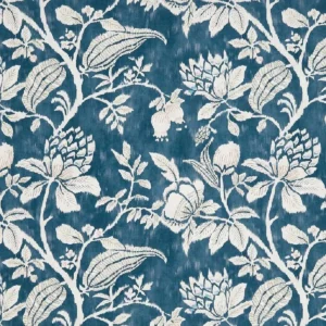 blue botanical cotton fabric from Nina Campbell