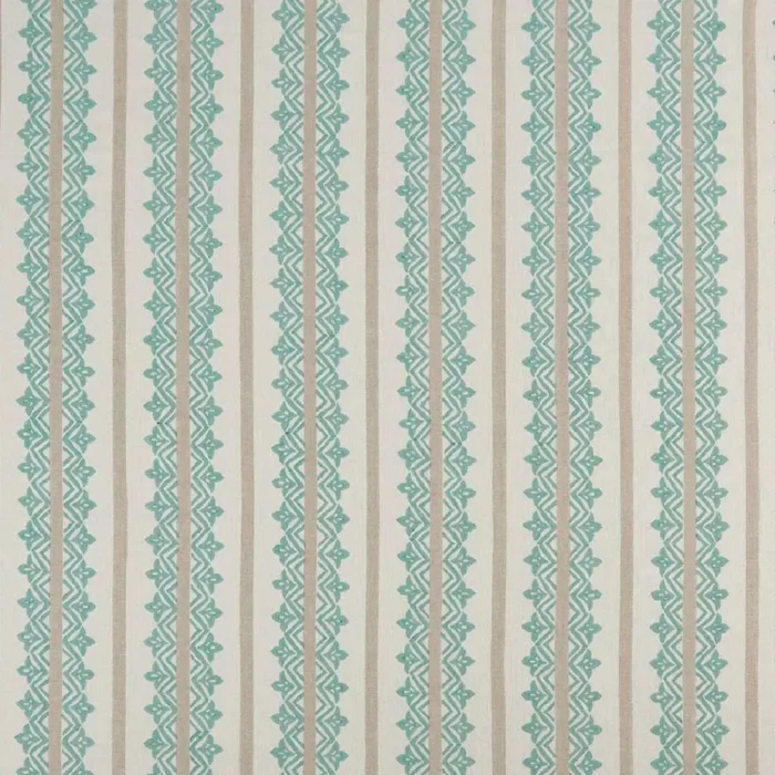 Basholi Fabric - Aqua / Linen swatch