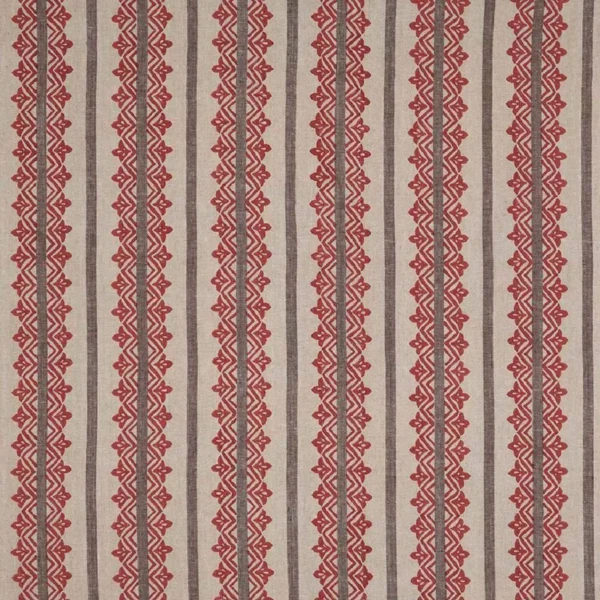 Basholi Fabric - Red / Chocolate by red traditional linen fabric from Nina Campbell