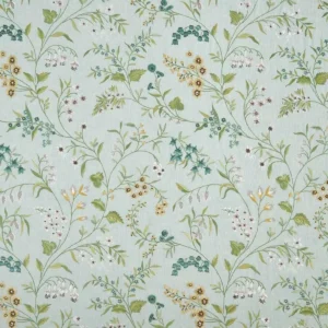 blue botanical embroideried fabric from Nina Campbell