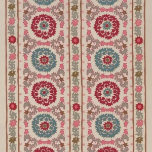 red traditional embroideried fabric from Nina Campbell