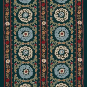 blue traditional embroideried fabric from Nina Campbell