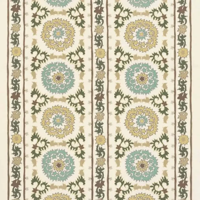 Maracanda Fabric - Aqua /  Ochre / Ivory – Aqua / Ochre / Ivory swatch