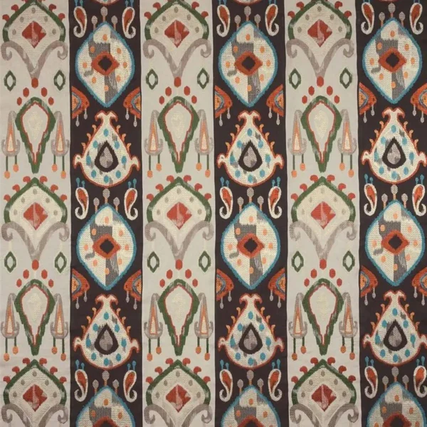 brown traditional embroideried fabric from Nina Campbell