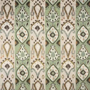 green traditional embroideried fabric from Nina Campbell