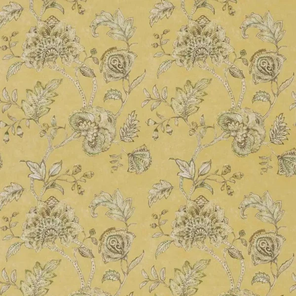 Samarra Fabric - Ochre by yellow botanical linen fabric from Nina Campbell