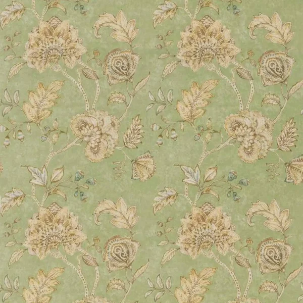 Samarra Fabric - Sage by green botanical linen fabric from Nina Campbell
