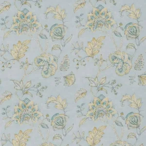 blue botanical linen fabric from Nina Campbell