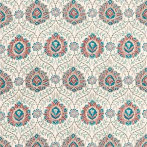 blue botanical linen fabric from Nina Campbell