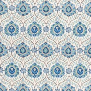 blue botanical linen fabric from Nina Campbell