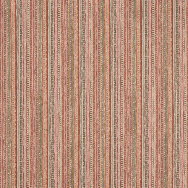 Tigris Fabric - Coral by orange striped printed fabric from Nina Campbell