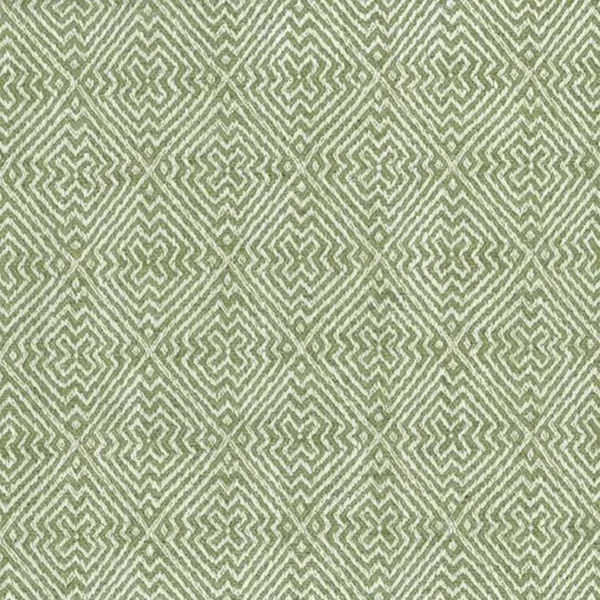 Altai Fabric - Green by green geometric jacquard fabric from Nina Campbell