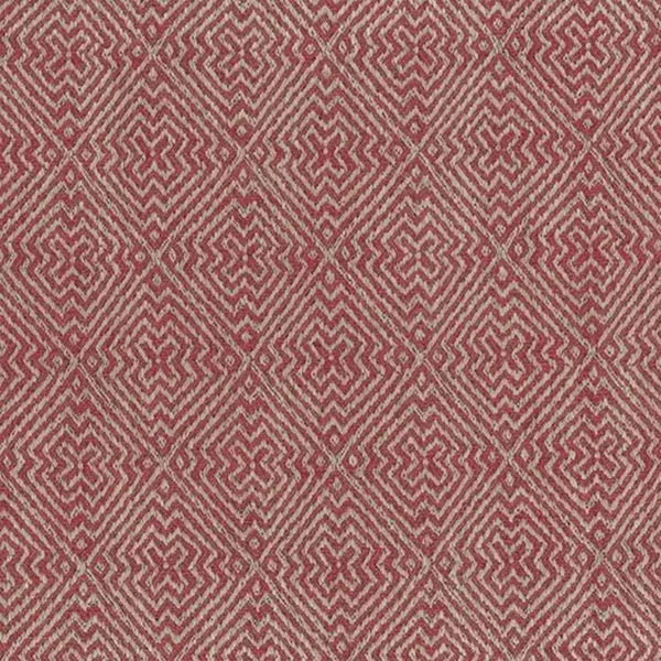 Altai Fabric - Red by red geometric jacquard fabric from Nina Campbell