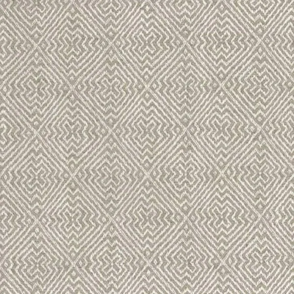 Altai Fabric - Stone by white geometric jacquard fabric from Nina Campbell