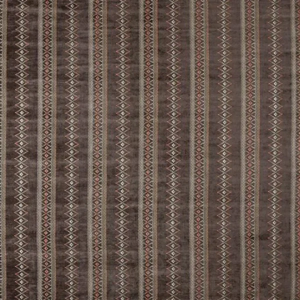 Turfan Fabric - Chocolate by black-grey geometric jacquard fabric from Nina Campbell