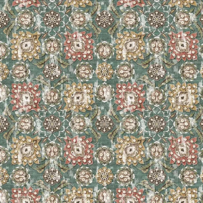 Holkar  Fabric - Teal / Russet / Ochre swatch