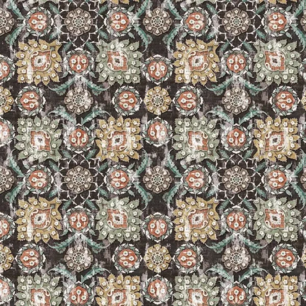 Holkar Fabric - Bitter Chocolate by brown botanical printed fabric from Nina Campbell