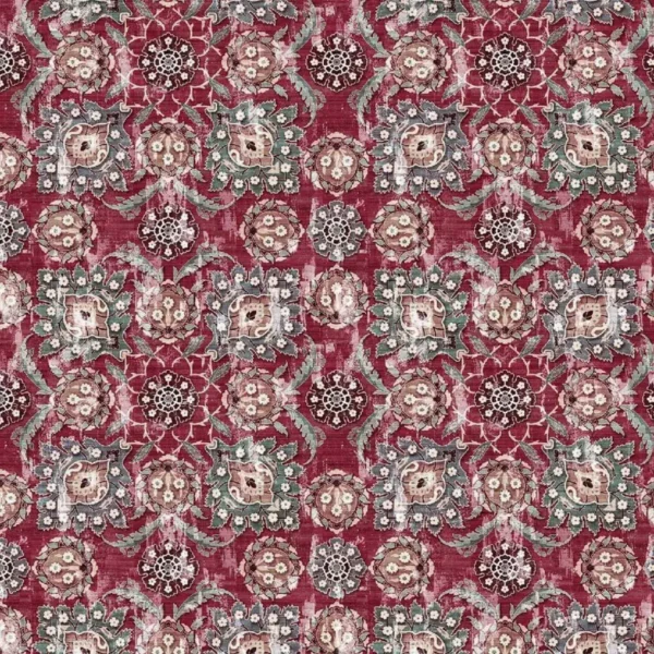 Holkar Fabric - Red / Teal / Blue by red botanical printed fabric from Nina Campbell