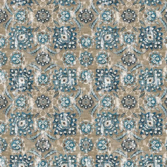Holkar Fabric - Taupe / Indigo  / Blue – Taupe / Indigo / Blue swatch