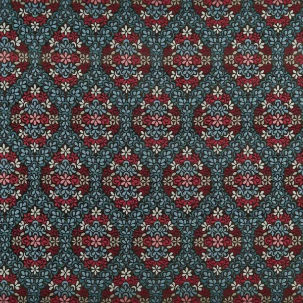 Rana Fabric - Ruby / Teal / Chocolate by blue botanical velvet-chenille fabric from Nina Campbell